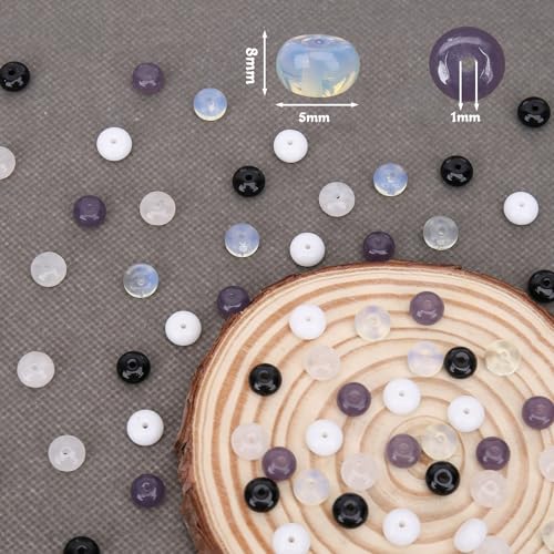 BONNY BOXX 1 Strand Natural 5 * 8mm Black White Shade Rondelle Beads, Natural Abacus Disk Stone Beads Loose Spacer Gemstone for DIY Bracelet Necklace Jewelry Making - color: Black White Shade, size: 5*8MM