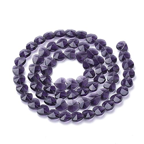 Cheriswelry 100pcs 14mm Indigo Transparent Glass Beads Faceted Heart Shape Beads Smooth Crystal Loose Spacer Beads for DIY Earring Bracelet Necklace Craft Jewelry Making - color: Indigo