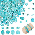 arricraft About 250 Pcs 6 Styles Turquoise Beads, Oval Round Disc Rondelle Chip Teardrop Heishi Bead Irregular Loose Stone Beads for Christmas Bracelet Necklace Jewelry Making (Hole: 1mm) - size: 6 Sizes