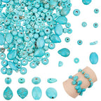arricraft About 250 Pcs 6 Styles Turquoise Beads, Oval Round Disc Rondelle Chip Teardrop Heishi Bead Irregular Loose Stone Beads for Christmas Bracelet Necklace Jewelry Making (Hole: 1mm) - size: 6 Sizes