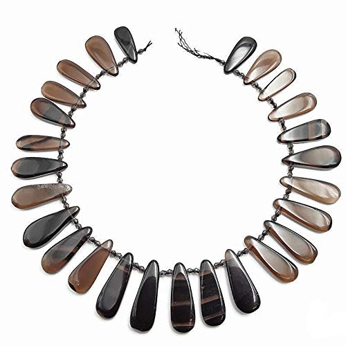 JM Design Smoky Quartz Graduated Smooth Tear Drop Beads Approx 30-40mm 15" Strand for Jewelry Making, Arts and Craft