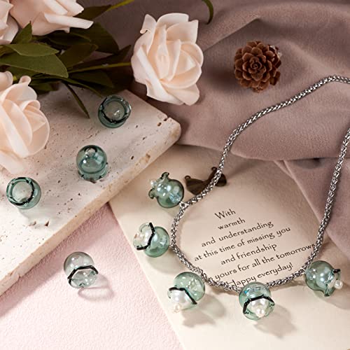FASHEWELRY 10pcs Handmade Glass Trumpet Flower Beads Colorful Crystal Floral Beads Crystal Trumpet Flower Spacer Bead Bulk for Jewelry Bracelets Earring Craft Making (Aqua) - color: Aqua