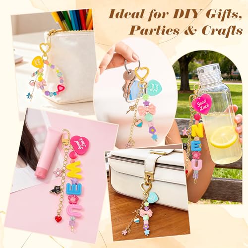 Ecoofor 561 Pcs Keychain Making Kit - Includes 30 Keychain Clips, 40 Extender Chains, 178 Charms, Beading Accessories, Jewelry Pliers - DIY Bag Charms & Jewelry Craft Kit Supplies - color: 8 Styles Ultimate Set