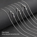 GTVOODX 10Pcs Adjustable Necklace Chains Silver Stainless Steel 0.75mm Rectangle Cable Chain Bulk with Lobster Clasps for DIY Jewelry Making - color: Sliver Rectangle Cable