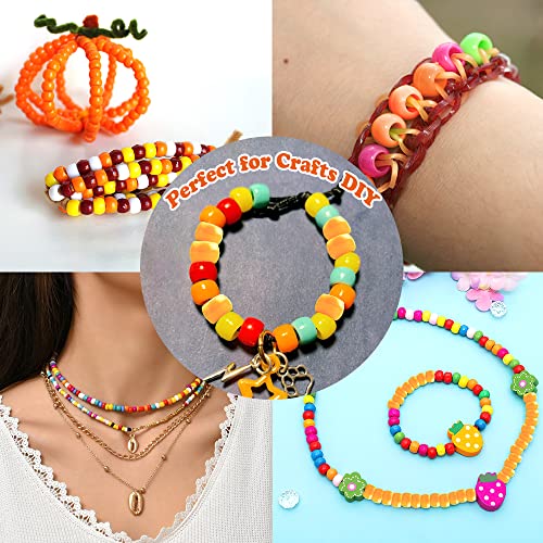 QPIXVB 1100pcs Pony Beads,Beads for Jewelry Making,Friendship Bracelet Bead Kit,Hair Beads Bead for Crafts,Bracelets Making,Necklace Keychain - color: orange beads
