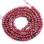 2 Strands Natural Stone Beads Garnet Gemstone Faceted Loose Beads for Jewelry Making Necklace Length 15" Size 2mm - size: 2 mm