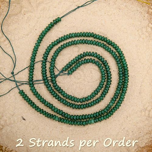 2 Strands (300PCs) Green Jade Rondelle Beads, 2 * 4mm Gemstone Loose Spacer Abacus Disk Beads for DIY Bracelet Necklace Earrings Jewelry Making, Craft Supplies Beading Kit - color: Green Jade, size: 2*4MM