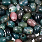 SUNYIK Indian Agate Large Hole (5mm) Barrel Rondelle Loose Charms European Bead fits Bracelet,Jewelry Makings Pack of 20 - color: #1-Multi Green-Indian Agate, size: 16x5mm