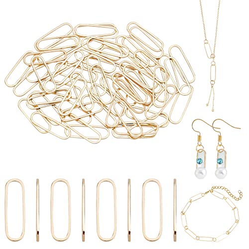 BENECREAT 60 PCS Real 18k Gold Plated Brass Connecting Rings, 0.8 Inch Oval Brass Plated Gold Jewelry Connecting Rings for Bracelets, Necklaces Jewelry Making - color: Oval