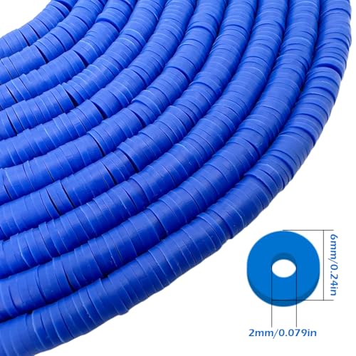 10 Strands Blue Clay Beads for Friendship Bracelets, Heishi Beads for Bracelet Stack, Flat Spacers for Jewelry Making (Royal Blue) - color: Royal Blue