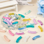 Spritewelry 160 pcs Acrylic Curved Tube Beads for Bracelets Making Chunky Bangle Bamboo Tube Beads Transparent Long Noodle Curved Beads for Jewelry Making Friendship DIY Crafts - color: Clear