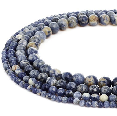 RUBYCA Wholesale Natural Brazil Sodalite Gemstone Round Loose Beads for Jewelry Making 1 Strand 4mm - color: Brazil Sodalite, size: 4 MM