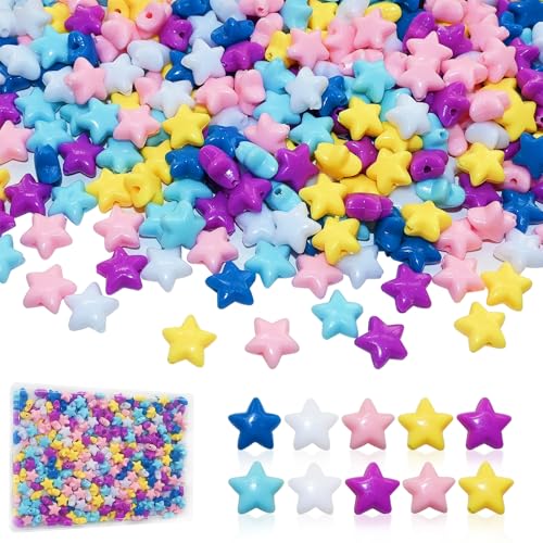 Amaney 400pcs Star Beads Multi Color Acrylic Beads for Bracelet Necklace Craft Jewelry Making - color: StarBeads