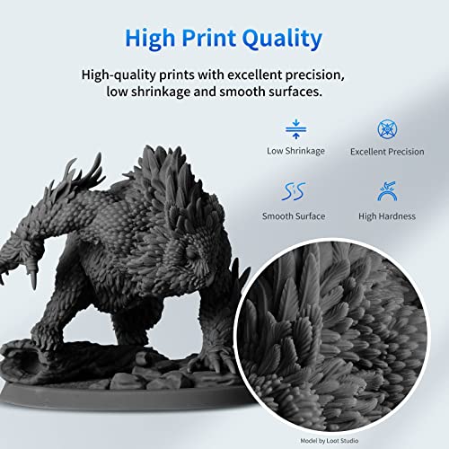 ANYCUBIC 3D Printer Resin, 405nm SLA UV-Curing Resin with High Precision and Quick Curing & Excellent Fluidity for LCD 3D Printing (Black, 1kg) - color: Black, size: 1kg