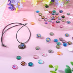 100Pcs/Set Flat Round Transparent Glass Cabochons with Pattern Eye Flatback Glass Dome Flatback Cab Beads for Photo Cameo Jewelry Making Necklace Ring DIY Crafts 12x4mm Random Kaleidoscope - color: 100Pcs-12x4mm-Random Kaleidoscope