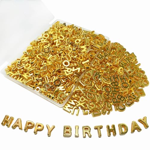 Looconi 400pcs Gold Letter Beads Pendant,A-Z,3D Loose Beads,Plastic Initial Charms for Jewelry Making,Key Chains,Crafts - color: PendantGold