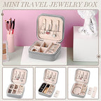 Yinkin 12 Pcs Mini Travel Jewelry Case Bridesmaid Proposal Gift Boxes, Small PU Leather Earring Organizer, Bulk Travel Accessories Portable Jewelry Holder(Gray) - color: Gray