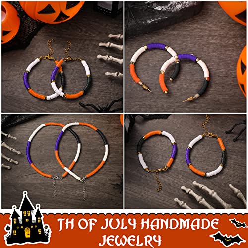 Batiyeer 3000 Pcs Christmas Fall Halloween Clay Beads Set 6 mm Patriotic 4th of July Spacer Beads Winter Polymer Clay Bead for Necklace Earring Bracelet Making(Black, Orange, White, Purple) - color: Black, Orange, White, Purple