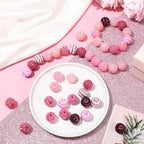 40 Pcs 20 mm Rhinestone Beads Bulk Crystal Round Disco Ball Chunky Bubblegum Beads for Pens Bracelets Charms Craft European Style Jewelry Making Supplies Christmas(Mix Pink) - color: Mix Pink