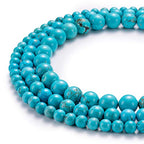 BEADIA Natural Blue Turquoise Stone Round Loose Semi Gemstone Beads for Jewelry Making 6MM 61PCS - color: Blue Turquoise, size: 6mm
