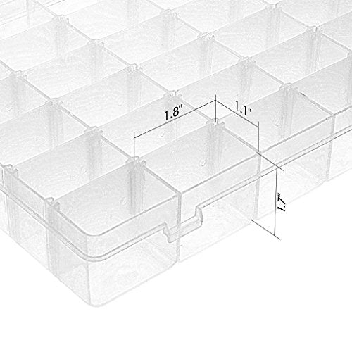 Gospire 36 Grids Clear Plastic Jewelry Box Organizer Storage Container with Removable Dividers (36 Grids - Clear) - color: Clear-36 Grids