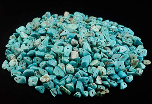 Chip Stone Beads Turquoise 5-8mm About 400 Pieces Irregular Gemstones Healing Crystal Loose Rocks Bead Hole Drilled DIY for Bracelet Jewelry Making Crafting (5-8mm, Turquoise) - color: Turquoise