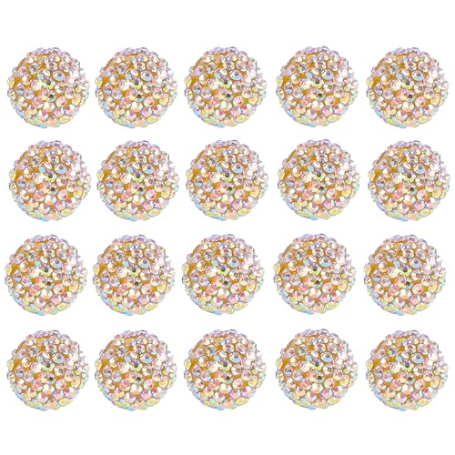 20mm Rhinestone Beads for Pens, 20pcs Chunky Large Spacer Bead for DIY Pens Phone Chain Keychain Candy Sparkle Bling Ball Beads Bulk(Gold) - color: AB Gold 20MM 20PCS, size: 20MM