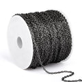 66 Feet Black Rolo Cable Chain Bulk, 1.5mm 304 Stainless Steel Gunmetal Black Diamond-Cut Oval Rolo Cable Link Chains Roll Spool for Jewelry Making - color: Gunmetal Black, size: 1.5mm width