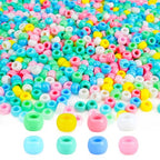 Pastel Pony Beads 1000+pcs Acrylic Kandi Beads Refill Plastic Pony Bead for DIY Crafts Braids Bracelets Mixed Macaron Color - color: Pastel Macaron