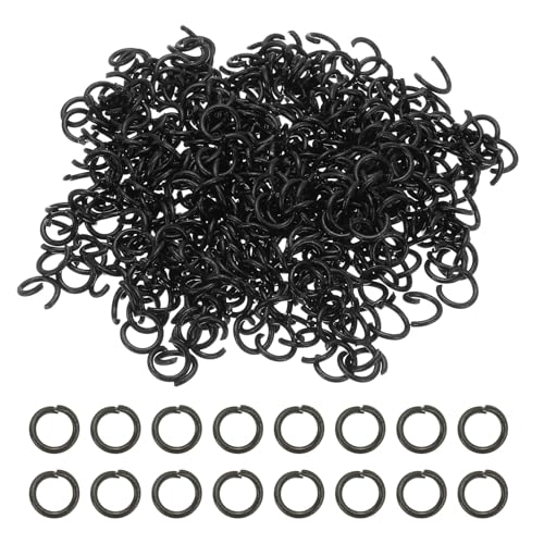 PATIKIL Open Jump Rings, 400 Pcs 8mm Round Ring Charm Loops Connector for Jewelry Making Supplies DIY Craft Keychains Necklaces Earrings, Black - color: Black, size: 8mm