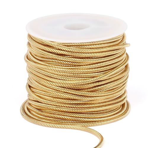 33 Feet Gold Snake Chains Roll, 2.0mm 18K Gold PVD Plated 304 Stainless Steel Round Snake Chain Bulk Spool for Jewelry Making DIY Craft - color: 2mm Gold Round Snake Chains