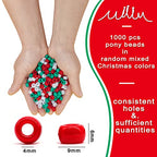 MIIIM 1000PCS 6x9mm Pony Beads Bulk for Christmas, Bracelets Making Kit, Kandi, Hair Braids, Craft Jewelry Making (Christmas) - color: Christmas