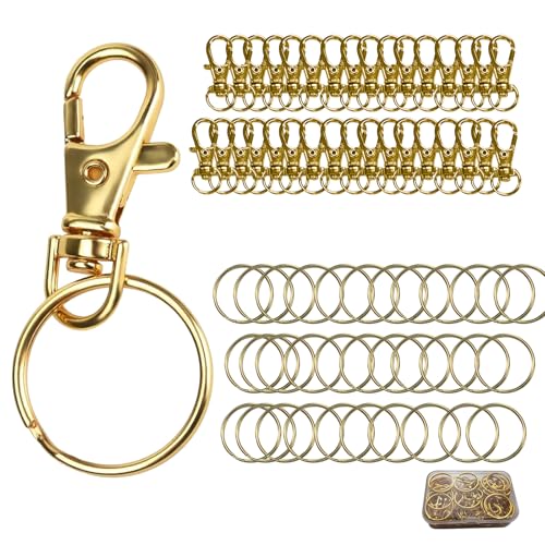 Keychain, 68PCS Swivel Snap Hooks with Key Rings, Metal Lobster Claw Clasp,34PCS Keychains Clips Hooks and 34PCS Key Chain Rings,Keychain Rings for DIY Crafts,Jewelry Making (Gold) - color: gold