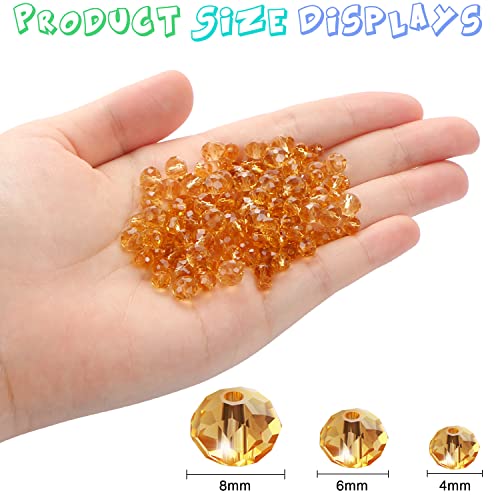 560 Pcs Faceted Rondelle Crystal Beads - Spacer Beads for DIY Craft Bracelets Charms Wind Chimes, 4/6/8mm (Champagne Gold) - color: Champagne Gold