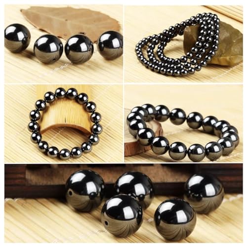 4mm 200pcs Natural Stone Round Beads Black Hematite Genuine Stone Beading Loose Gemstone DIY Charm Smooth Beads for Bracelets Necklaces Earrings Hole Size 1mm (Black Hematite 4mm) - color: Black Hematite, size: 4mm