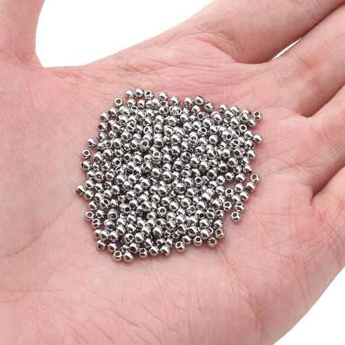 304 Stainless Steel Round Beads 2.5mm 400pcs Spacer Beads for Jewelry DIY Making and Repairing - size: 2.5mm