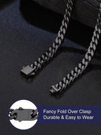 Bandmax Mens Stainless Steel Chain Necklaces 5MM/7MM/9MM/12MM Chunky Miami Cuban Link Chain Necklace Silver/Gold Plated/Black Chains for Men 18"-30" - color: 03 5MM-Black Plated, size: 18 Inch (46cm, Choker Style)