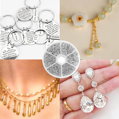 1100Pcs Open Jump Rings, Silver Jump Rings Set Stainless Steel Jump Ring O Ring Connectors for Jewelry Making Bracelet Earrings Necklace Connectors (4/5/6/7/8/10mm)… - color: Sliver