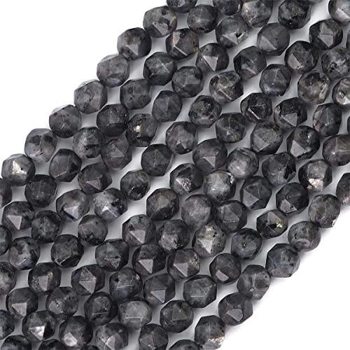 BEADIA Faceted Natural Black Spectrolite Stone Round Beads 10mm 36cm/Strand for Jewelry Making - color: Black Spectrolite, size: 10mm