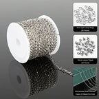 UMAOKANG 32.8 Feet Stainless Steel Extender Chain Links for Jewelry Making, Silver Chain Bulk with Lobster Clasps and Open Jump Rings - color: Steel Twist