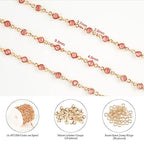 KYUNHOO 16.4 Feet Gold Plated Brass Chain for Jewelry Making with Lobster Clasps and Jump Rings Rosy Rhinestone Beads Chain for Bracelet Necklace Making DIY Jewelry Craft Gift Idea Supplies - color: Rosy Bead-Gold