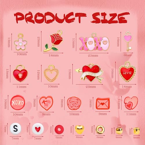 BONNY BOXX 3300PCs Valentine Day Clay Beads Set, Flat Round Disc Heishi Polymer Clay Beads with Letter Beads & Charms for Friendship Bracelet Making, Valentine Jewelry for DIY Crafts Birthday Gifts - color: Clay Beads Set - 003