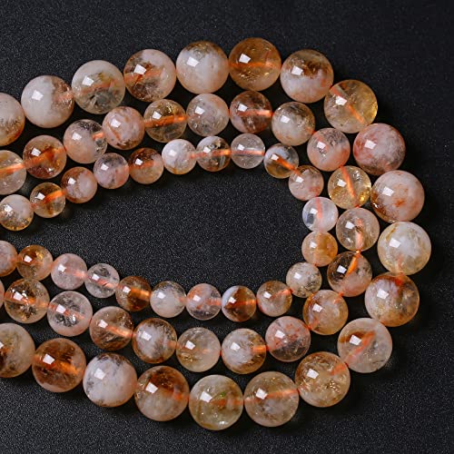 10MM 38PCS Natural Stone Citrine A Grade Quartz Crystal Loose Beads for Jewelry Making DIY Bracelet Necklace 1 Strand 15’’ - color: Citrine A, size: 10mm