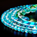 RUBYCA Round Moonstone Crystal Glass Beads Aura Iridescent for Jewelry Making (1 Strand, 6mm, Blue) - color: Light Blue, size: 6mm
