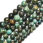 70PCS Natural 8MM Healing Gemstone, African Turquoise Energy Stone Round Loose Beads, Semi-Precious Crystal Beads with Free Elastic String for Jewelry Making DIY - color: African Turquoise