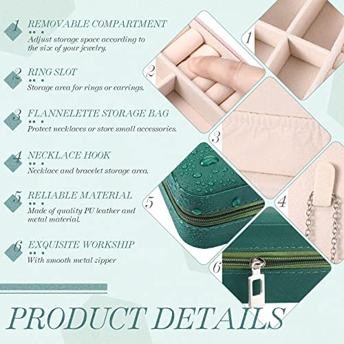 Yinkin 12 Pcs Mini Travel Jewelry Case Bridesmaid Proposal Gift Boxes, Small PU Leather Earring Organizer, Bulk Travel Accessories Portable Jewelry Holder(Green) - color: Green