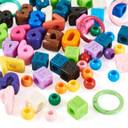 Cheriswelry Acrylic Beads Kit for Bracelet Keychain Cube Letter Beads 0-9 Number Bead Round Loose Spacer with Spring O Rings Beading Thread 19.5-21.5mm for DIY Necklace European Jewelry Making 76Pcs - color: Mixed Color*5