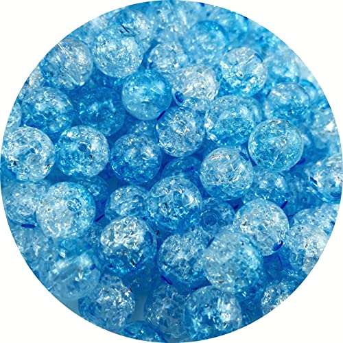 100pcs Crackle Acrylic Beads 12mm Crystal Round Crafts Bulk Spacer Beads for Jewelry Making Necklace Bracelet Earrings DIY Jewelry Decoration(Light Blue) - color: Light Blue, size: 12mm