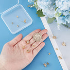 Beebeecraft 10Pcs/Box 18K Gold Plated Sun Earring Findings Cubic Zirconia Earring Posts with Sterling Silver Pins and Butterfly Earring Backs for DIY Jewelry Making - color: Gold
