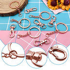 150Pcs Swivel Snap Hook Set,Rose Gold Swivel Clasps Lanyard Snap Keychain Hooks Lobster Clasp Split Key Rings with Chain and Jump Rings Bulk for Keychain Lanyard,Jewelry,DIY Crafts Supplies - color: Rose Gold